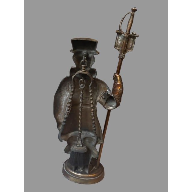 Vintage Beefeater Yeoman Warder Figural Fireplace Tool Set Sword Poker Tongs 30” For Sale - Image 10 of 12