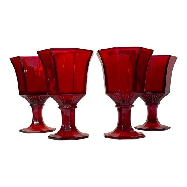 Vintage Ruby Red Wine Glasses - Set of 4 For Sale