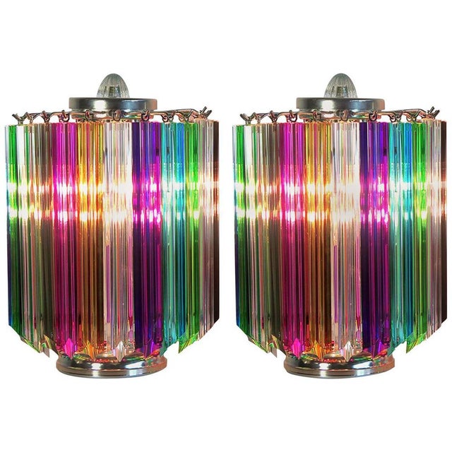 Multi-Colored Quadriedri Table Lamps, Murano, 1990s, Set of 2 For Sale - Image 9 of 9