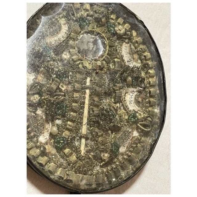 Rare Antique Handmade Catholic 7 Saint Jesus Relic Reliquary Box Sculpture For Sale - Image 4 of 18