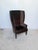 Early 21st Century Pair Custom Mogul Los Angeles Espresso-Brown Velvet High-Back Wing Chairs For Sale - Image 5 of 16
