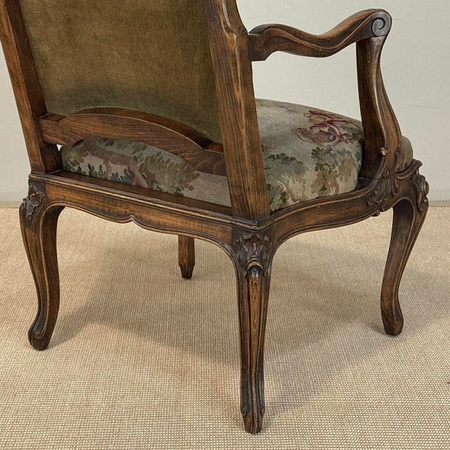 Antique French Louis XV Walnut Needlepoint Armchair ~ Fauteuil For Sale - Image 18 of 18