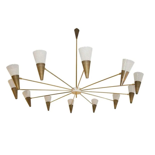 Brown Vintage Brass and Ivory Color Ceiling Lamp by Diego Mardegan For Sale - Image 8 of 10