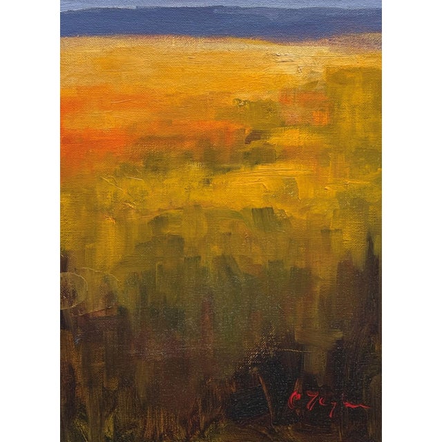 Untitled by Connie Taylor | Oil on panel Abstract landscape with warm colors. For Sale