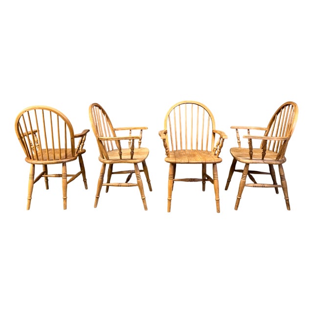 English Windsor Style Dining Chairs, 1960s, Set of 4 For Sale