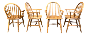 English Windsor Style Dining Chairs, 1960s, Set of 4