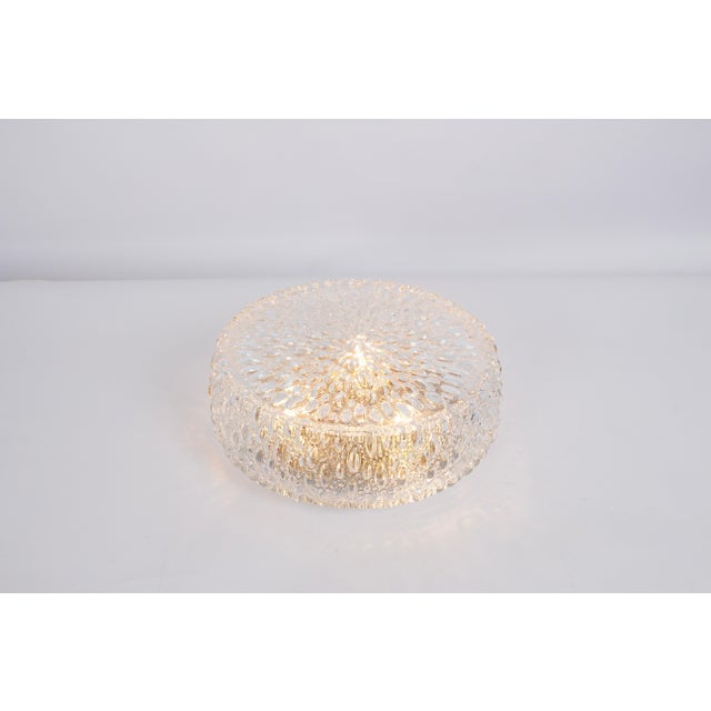 Large Round Textured Glass Ceiling Light attributed to Limburg, Germany, 1970s For Sale - Image 8 of 10