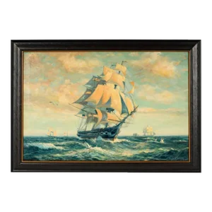 American School Returning Home at Sunset Oil on Canvas Signed in Period Frame