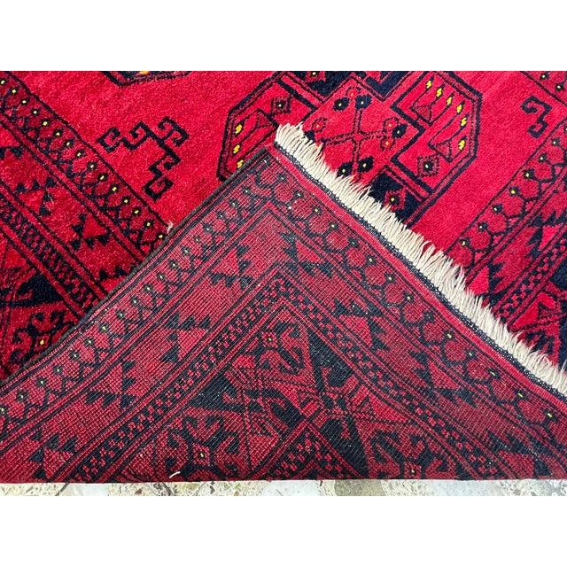 Red Turkmen Bokhara Hand-Knotted Wool Rug - 4'6" X 6'4" For Sale - Image 11 of 12