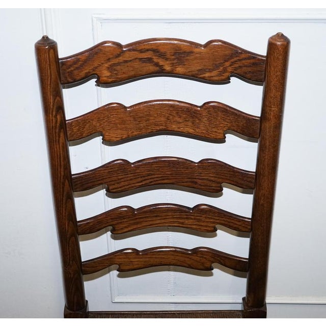 Antique English Rush Seat Ladderback Dining Chairs, 1910s, Set of 6 For Sale - Image 16 of 18