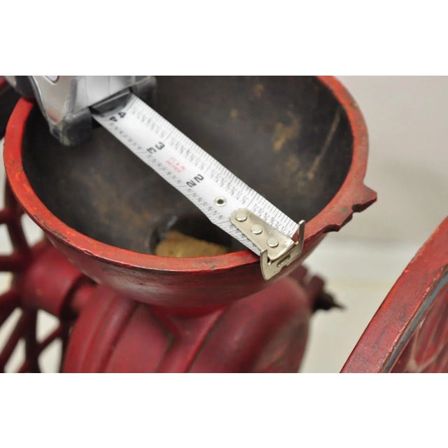 Metal Late 19th Century Swift Mill Lane Red & Blue Cast Iron Victorian Coffee Mill Grinder With Drawer For Sale - Image 7 of 12