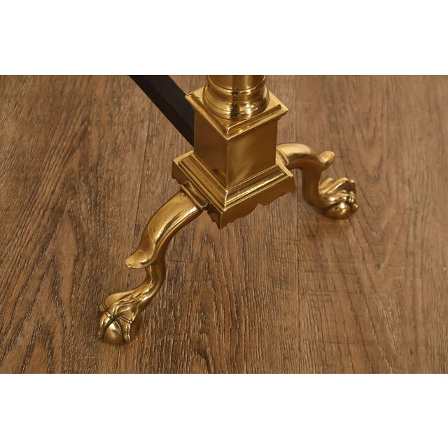Federal Style Pair Of Brass Andirons For Sale - Image 14 of 18