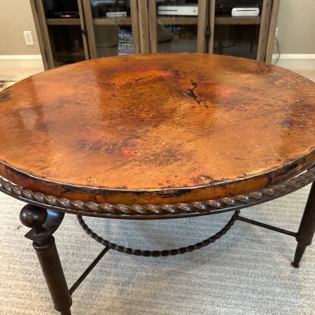 Hammered Copper Coffee Table For Sale In San Francisco - Image 6 of 8