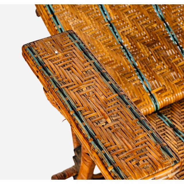 1910s Antique Bar Harbor Wicker Adjustable Reclining Deck Chair, Circa 1910 For Sale - Image 5 of 11