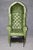 Fine Custom Brass Nail Head Trimmed Green Leather Tufted Porter Canopy Chair For Sale - Image 4 of 12