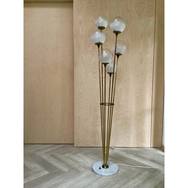 Stilnovo Alberello Floor Lamp in Marble, Brass & Glass from Stilnovo, Italy, 1960s For Sale - Image 4 of 9
