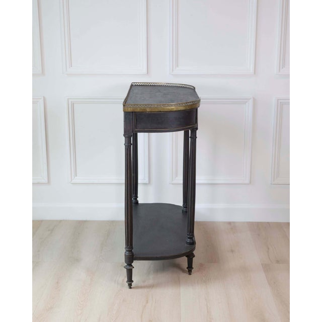 Black Mid-19th Century Swedish Ebonized Console Table with Brass Gallery and Slate Top For Sale - Image 8 of 8