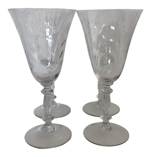 Vintage Wave Design Clear Wine Glasses Set of 5