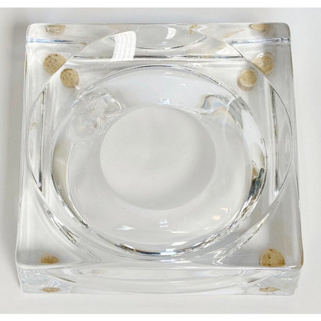 Mid-Century Modern Vintage Modern Square Glass Ashtray For Sale - Image 3 of 7