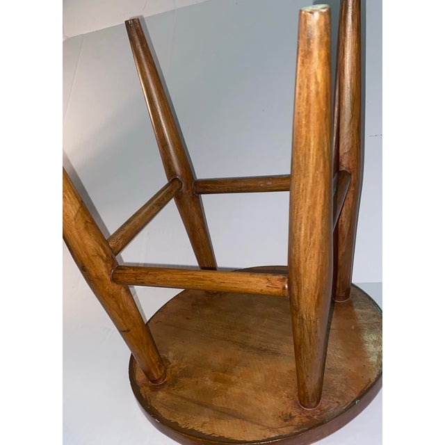 Wood Vintage "Modern Design Stool,rustic , Minimalist Artisan-Crafted Wooden Stool. A Simple Wooden Stool With Tapered Legs and a Round Seat. For Sale - Image 7 of 12