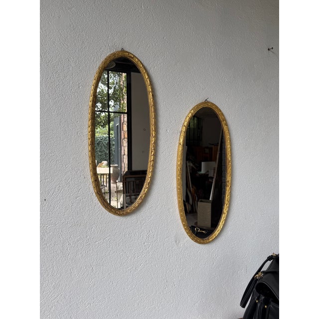 Antique Oval Mirrors in Wood, 1890s, Set of 2 For Sale - Image 14 of 18