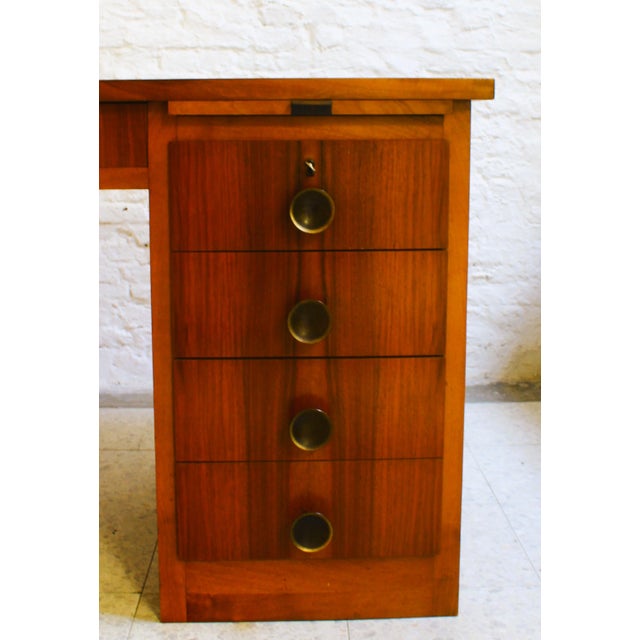 Small Art Deco Cubist Desk in Walnut Veneer, Belgium, 1930 For Sale - Image 3 of 16