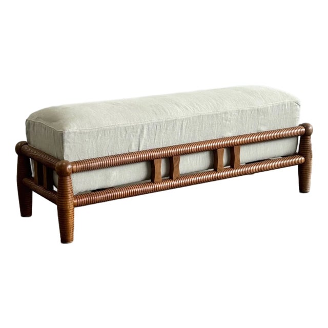 Contemporary Ribbed Dining Bench For Sale
