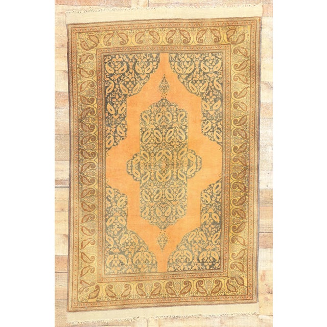 Antique Orange Persian Tabriz Rug - 03'10 X 06'02 For Sale - Image 9 of 9
