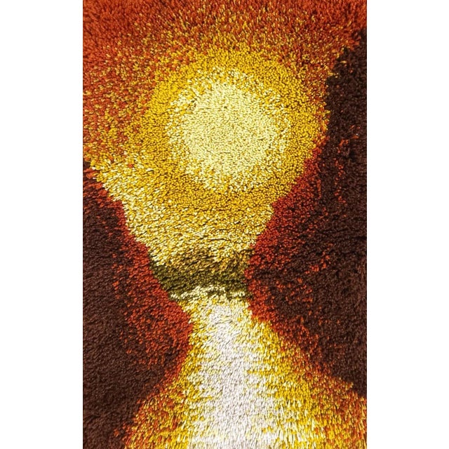 German Handmade Wool Tapestry Wall Rug with Sunset, 1970s, in Flawless conditions. Designed 1970 to 1979