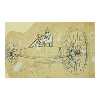 Gabriele Galantara, The Flight, 1910s, Pen on Paper For Sale