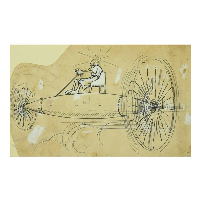 Gabriele Galantara, The Flight, 1910s, Pen on Paper For Sale