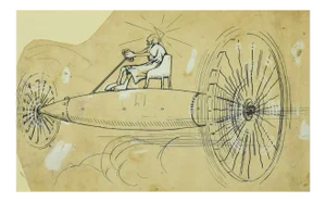 Gabriele Galantara, The Flight, 1910s, Pen on Paper