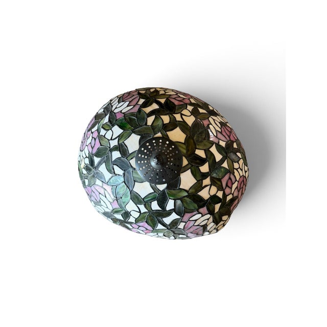 Late 20th Century Late 20th Century Tiffany Style Figural Lady Stained Floral Table Lamp For Sale - Image 5 of 13
