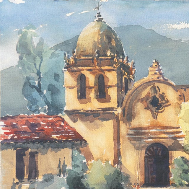 'Carmel Mission' by Henry Hank Volle, Santa Clara, California, Society Western Artists, Architectural For Sale - Image 4 of 10