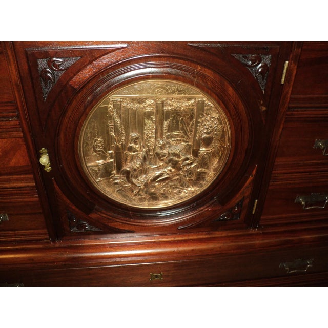 Victorian Late 19th Century Victorian Marble Top Cherry Buffet with Mirror For Sale - Image 3 of 12