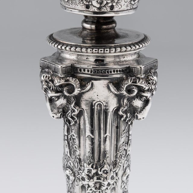 Antique 19th Century German Silver Candlesticks, Hanau, 1870s, Set of 2 For Sale - Image 10 of 18