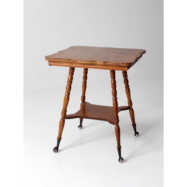 Farmhouse Antique Edwardian Oak Side Table With Claw and Ball Feet For Sale - Image 3 of 14