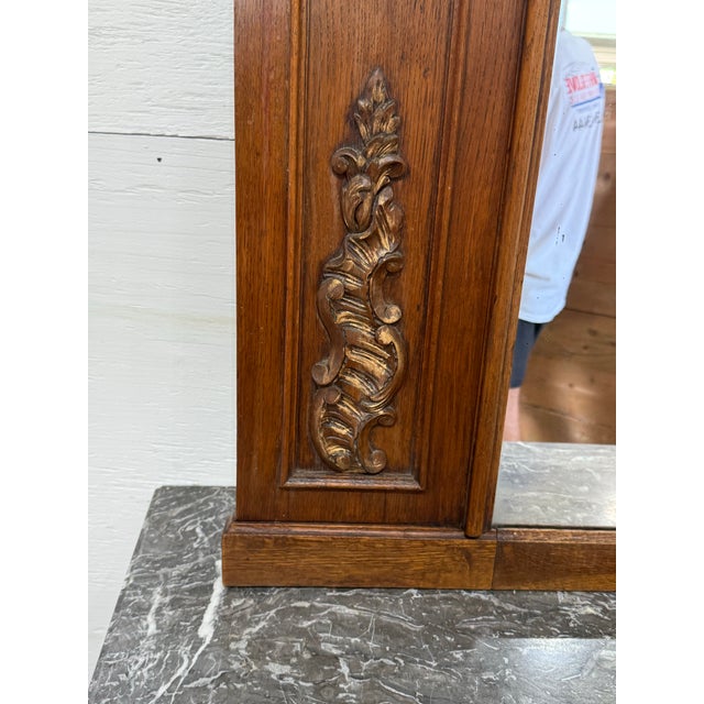 19th Century French Louis XVI Solid Oak Trumeau Mirror For Sale - Image 10 of 12