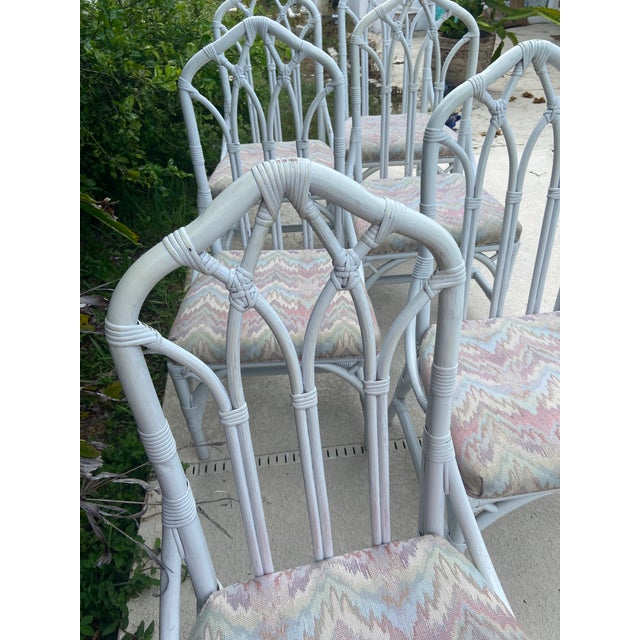 Vintage Henry Link for Lexington Rattan Cathedral Dining Chairs - Set of 6 For Sale - Image 14 of 15