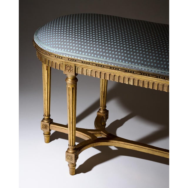 1900 - 1909 French Louis XVI Style Giltwood Six-Leg Bench, Circa 1900 For Sale - Image 5 of 9