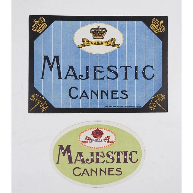 Rustic European Majestic Hotel & Cannes France Vintage Luggage Labels - a Pair For Sale - Image 3 of 3
