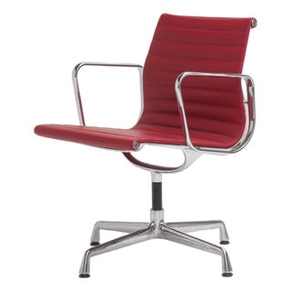 EA107 Chair in Red Leather by Charles & Ray Eames for Vitra, 2010s For Sale