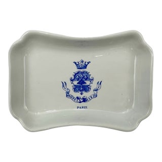 Vintage 5-Star Luxury Ritz Paris Hotel White Porcelain Ashtray Trinket Soap Dish For Sale