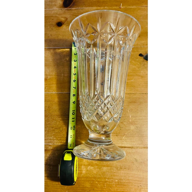 Authentic Waterford Crystal 14” Flared Vintage Vase Heavy Cut Starburst For Sale - Image 9 of 12