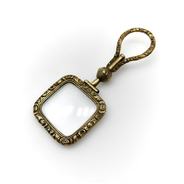 Mid 19th Century Mid 19th Century Georgian Pinchbeck Quizzing Glass With Floral Motif and Swivel Handle For Sale - Image 5 of 7