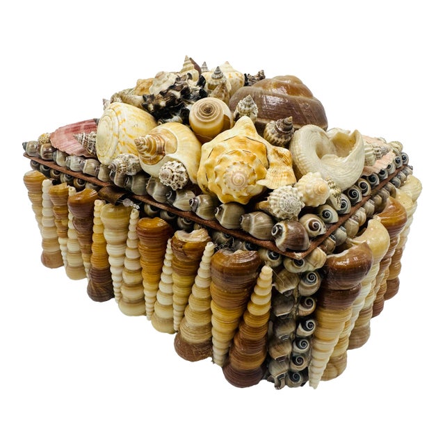 Vintage Hand Crafted Shell Box For Sale