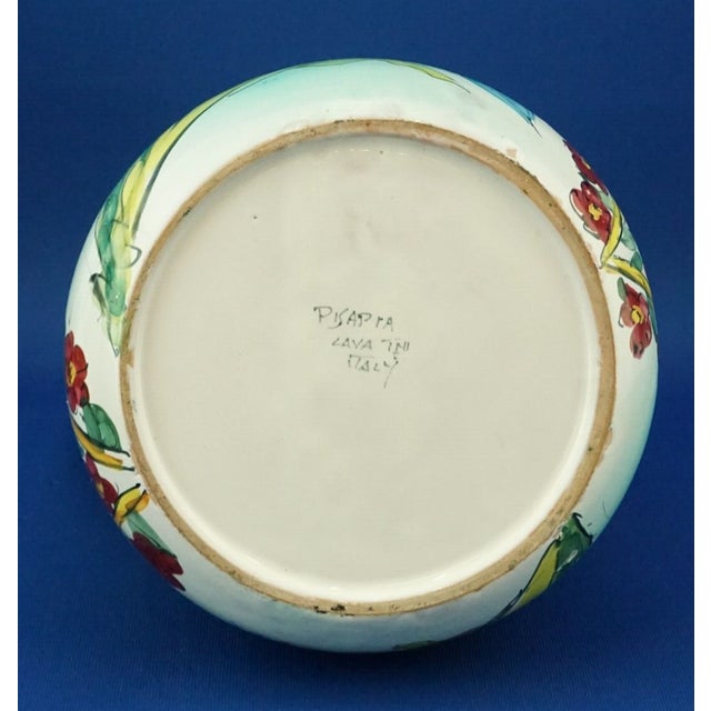 Italian Majolica Ceramic Vase with Flowers by Pisapia, 1960s For Sale - Image 18 of 18