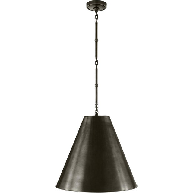 Modern Thomas O'Brien for Visual Comfort Signature Goodman Medium Hanging Light in Bronze with Bronze Shade For Sale - Image 3 of 4