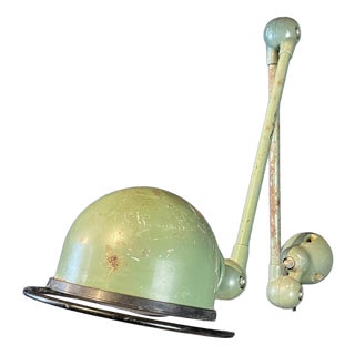 Vintage Jielde 2-Arm Wall Light in Green from Jean-Louis Domecq, 1950s For Sale