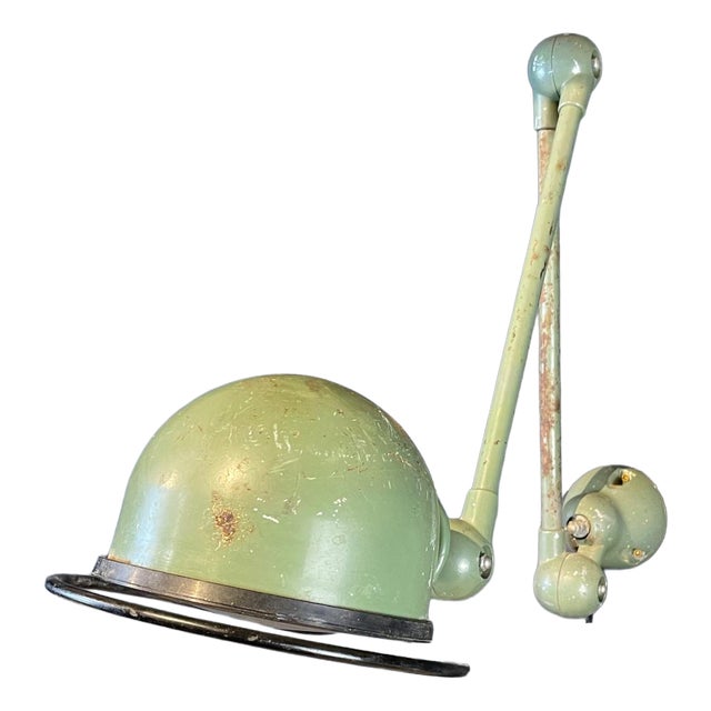 Vintage Jielde 2-Arm Wall Light in Green from Jean-Louis Domecq, 1950s For Sale